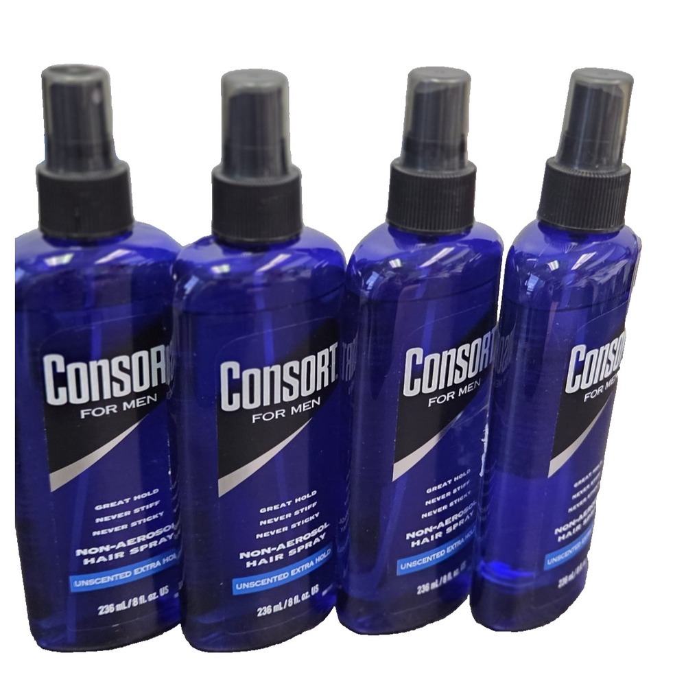 Consort for Men Non-Aerosol Hair Spray - 8 fl oz Unscented Extra Hold Lot of 4